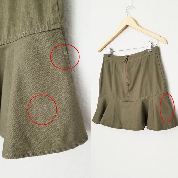 VERONICA BEARD Claremont Canvas Ruffled Mini Skirt Size 4 Army Olive Green $297 - Picture 16 of 16
